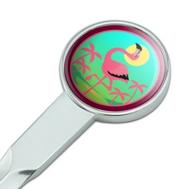 Flamingo Palm Trees Tropical Vacation Classic Chrome Plated Metal Envelope Letter Opener Slitter