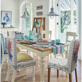 4th of July Chair Covers Set of 4 Independence Day Flag Stars Patriotic Decor Stretch Parsons Chair Slipcovers for 4th of July Dining Room Decor Chairs Seat Protectors (American Flag Stars,4PCS)