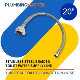 (12pcs 20 inch) PLUMBINGMASTER Toilet Water Supply Line,3/8" Comp x 7/8" BC Braided Stainless Steel Toilet Supply Line,Toilet Connector Hose with Anti-Leaking Brass Nut
