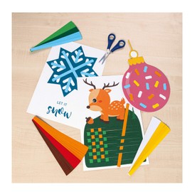 folia 70253 Braiding and Woven Motifs Set Xmas, DIN A4, 8 Winter Designs Including 160 Paper Strips in 8 Colours, Creative Activity for Children
