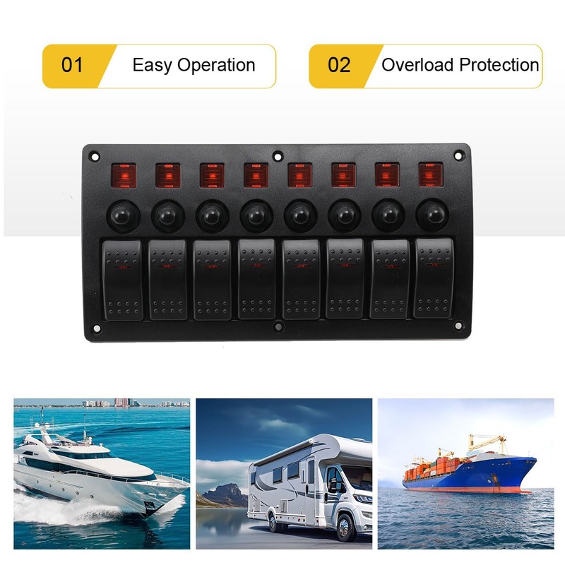 NICCOO 3-in-1 Control Panel 8 Gang Control Panel Switch DC