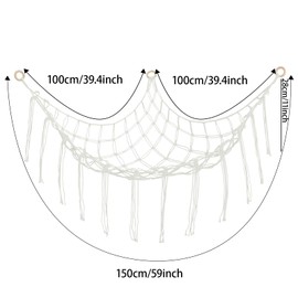Toy Hammock Toy Storage Net for Kids Room Decoration Soft Toy, Hanging Storage Hammock for Kids Bedroom and Playroom (Beige)
