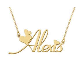 Aoloshow 18k Gold Plated Alexis Heart Name Necklace Stainless Steel for Womens Birthday Graduation Jewelry