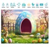 SJOLOON Easter Backdrop Grass Easter Egg Photo Backdrop for Easter