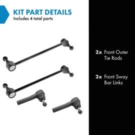 TRQ Front Steering & Suspension Kit Sway Bar Stabilizer Link Tie Rod Compatible with 2004-2008 Chrysler Pacifica 2005-2007 Town & Country Dodge Caravan Grand Caravan