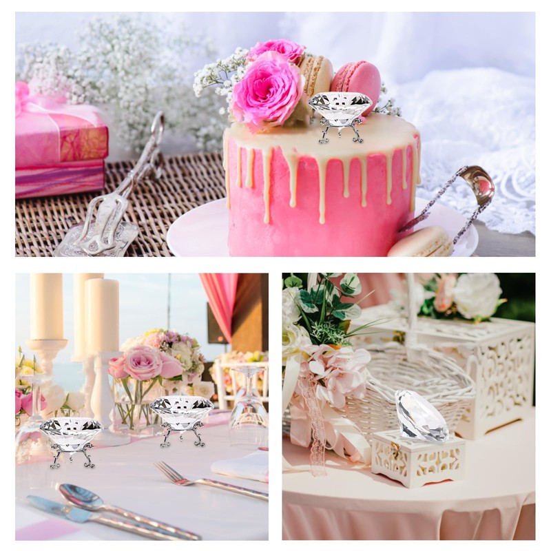 Large Crystal Diamond Paperweight with Stand Jewels Wedding Decorations Centerpieces