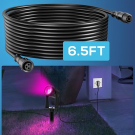 WOOLZ 2pcs 6.5FT Extenstion Cord with 3 Core 3 pin for RGBW Outdoor Landscape Spotlights