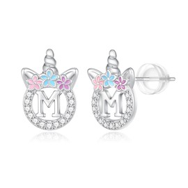 Unicorns Gifts for Girls Teen Girls, Earrings for Girls Kids Jewelry Initial M Unicorn Earrings Unicorn Toys 5 6 7 8 9 10 Year Old Girls Birthday Gifts Teen Girl Gifts Trendy Stuff