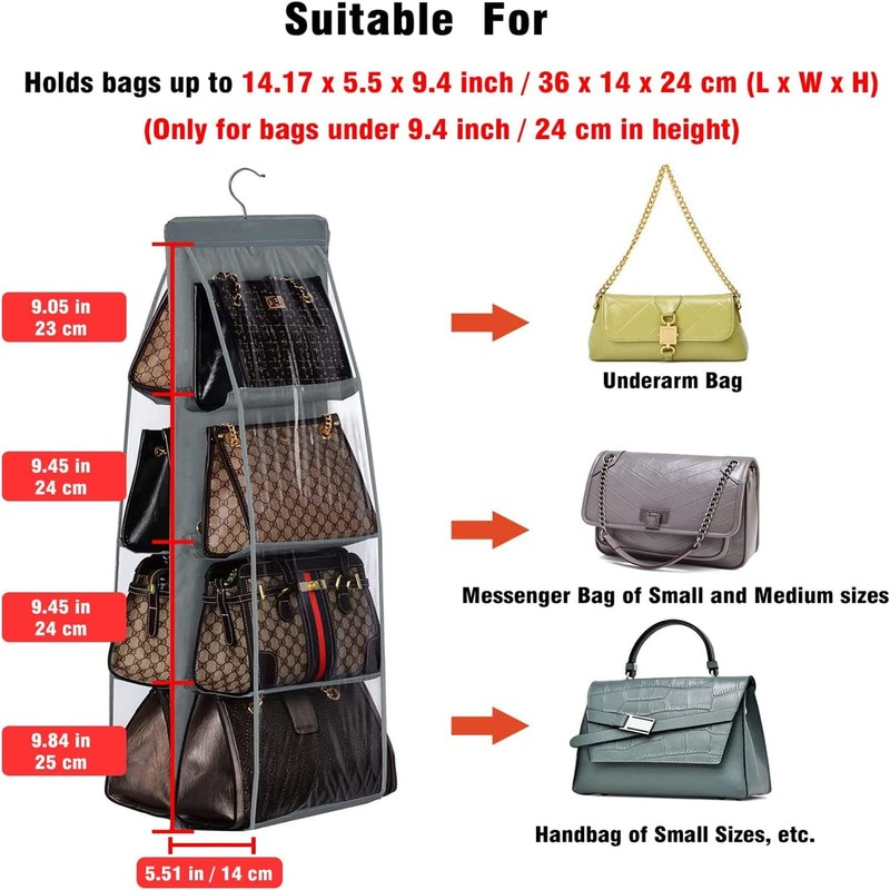 MEZOKUCEL Foldable 8-Pocket Hanging Handbag Organizer - Universal Fit for