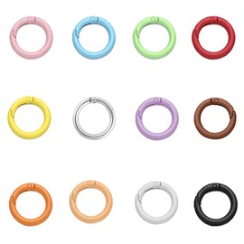 12pcs Carabiner Round, Ring Carabiner, Mini Keyring, 2.4 cm Round Carabiner Key Ring, Split Ring, O Ring Key Ring, Key Ring, Small Clip Rings Hook