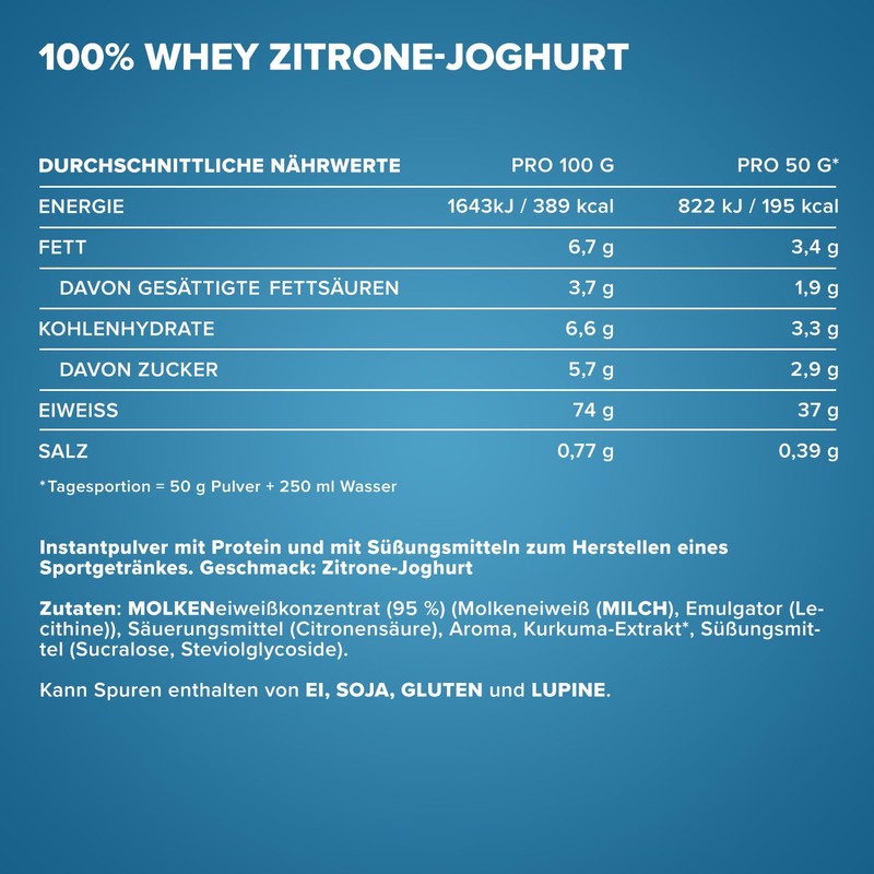 IronMaxx 100% Whey Protein Powder, Lemon Yoghurt 500 g Bag,