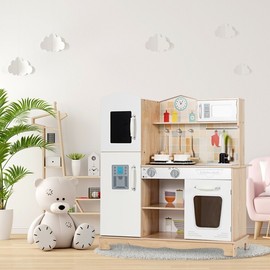 Unbranded Costway Wooden Kids Pretend Kitchen Playset Cooking Play Toy w/ Utensils & Sound