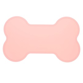 Dog Bowl Mat - Dog Food Bowl Mats for Floors Silicone Dog Food Mat Bone Shaped Feeding Mat with Raised Edges Pet Placemat for Preventing Food and Water Overflow Pink