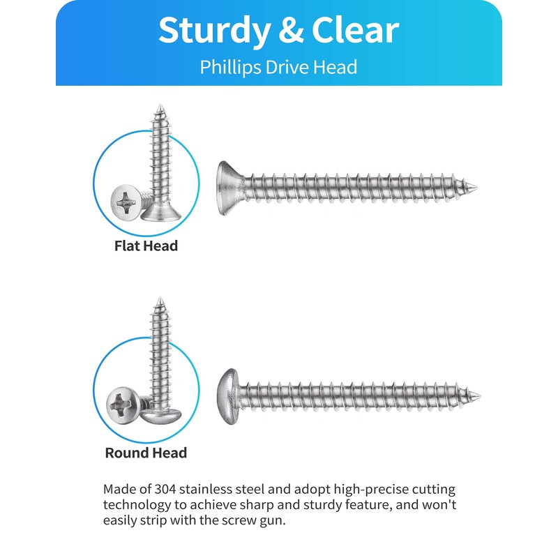 DIVANC 560Pcs 304 Stainless Steel Self Tapping Screws Assortment Set,