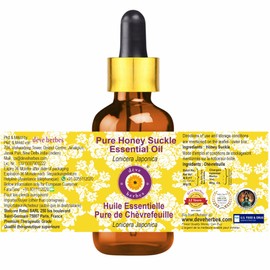 Deve Herbes Pure Honey Suckle Essential Oil (Lonicera Japonica) with Glass Dropper Steam Distilled 15ml