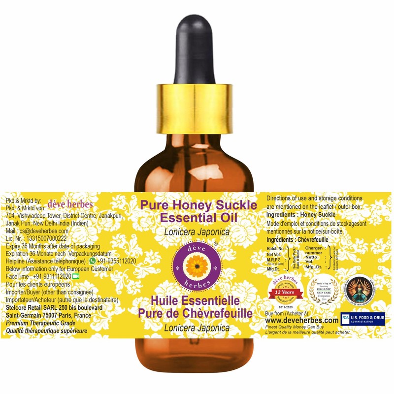 Deve Herbes Pure Honey Suckle Essential Oil (Lonicera Japonica) with