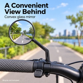 Bike Rearview Mirrors, Set of 2 – 360° Adjustable Convex Glass Handlebar Mirrors for Compatible Bicycles & Electric Scooters
