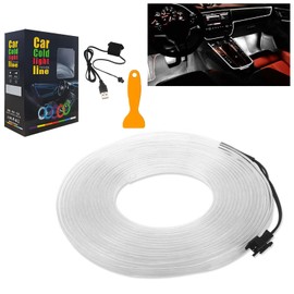 5M EL Wire Car LED Interior Strip Light USB Neon, USB Powered Neon Ambient Light Kits for Auto Indoor Gap Decorations Dashboard Accessories & Decor (White)