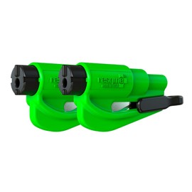 resqme The Original Emergency Key Fob Car Escape Tool, 2-in-1 Seat Belt Cutter and Window Breaker - Lime Green, 2 Pack - Compact Emergency Hammer