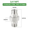 TAISHER 1PCS 304 Stainless Steel Union，3/4" NPT Male x 3/4"