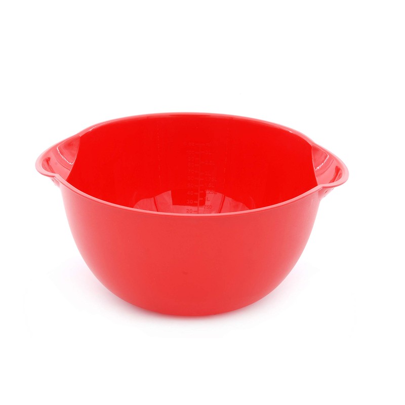 Mintra Home Mixing Bowl w/Colander (Large 4.5L, Red) - For