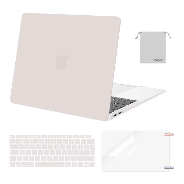 MOSISO Case Compatible with MacBook Air 13 Inch 2022 2021 2020 2019 2018 A2337 M1 A2179 A1932 Retina Display, Protective Cover & Keyboard Protector & Storage Bag, Stone Grey