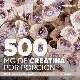 Gomitas de Creatina Monohidratada sabor uva | 180 gomitas | Con L-tirosina, Potasio, Calcio, Magnesio y zinc | Suplemento Alimenticio Vegano, Sin Azúc