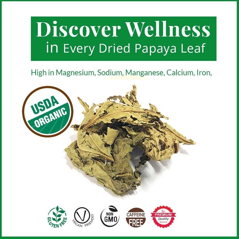 Papaya Organic Dried Papaya Leaves, Papaya Leaf Tea, Herbal Tea,
