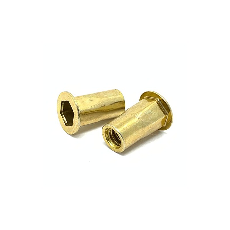 (8 Pieces) 1/4-20 UNC (.027-.165) Steel Hex Rivet Nut Zinc