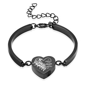 Yinplsmemory Cremation Jewelry Heart Urn Bracelet for Ashes for Women Men Adjustable Urn Cuff Bracelet for Human Pet Ashes Keepsake Memorial Jewelry