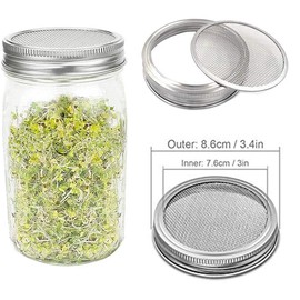 4 Pack Strainer Mesh Lids 316 Stainless Steel WIDE MOUTH Sprouting Lids for Mason Jars Canning Lid