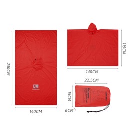 DeeRace Rain Poncho, Raincoat, Poncho, Hooded Rain Poncho, Waterproof Raincoat, Multi-functional, 3-Way Rainwear/Tarp/Ground Sheet, red