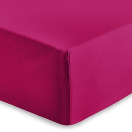 AMEHA Single Fitted Sheet 25 cm Deep Soft Brushed Microfiber Fabric Easy Care Fade Resistant Fitted Bed Sheets (Pink, 91 x 191 cm)