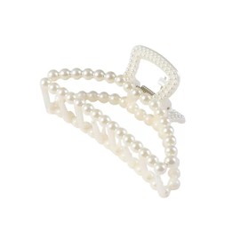 1 Pcs White Hair Claw Clips Multi-Use Barrettes for Thin Hair with Non-Slip Strong Hold Pearl Claw Hair Accessories for Women Girls