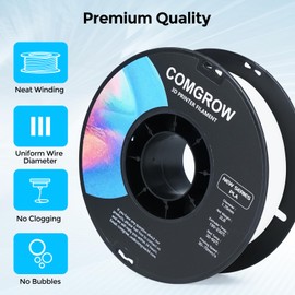 Comgrow PLA 3D Printer Filament, Durable and Stronger 3D Printer PLA Filament 1.75mm Fit Most 3D Printers, Dimensional Accuracy +/- 0.02 mm, 2LBS Spool PLA White