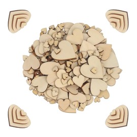 Pack of 400 Unfinished Blank Wooden Heart Shaped Slices Discs DIY Craft Pieces for Wedding Ornaments Christmas Party Embellishment (4 Sizes)