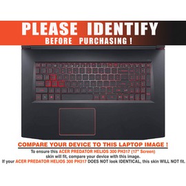 Decalrus - Protective Decal for Acer Predator Helios 300 PH317 (17" Screen) Laptop Black Carbon Fiber Skin case Cover wrap CFacerPredatorHelios17Black