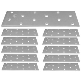 Joining Plates Flat Connecting Repair Connector Mending Galvanised Brace Bracket Perforated Metal Steel Sheet Timber Wood Fixing Heavy Duty 4.7" x1 .5" (120 x 40 x 2mm) Pack of 10pcs
