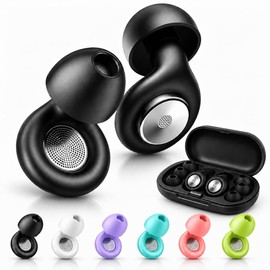 48dB Ear Plugs for Sleeping, Silicone Earplugs for Snoring & Side Sleepers, Acoustic Filter, 8 Eartips, Reusable Design for Sleep, Travel, Concerts & Focus（Black）