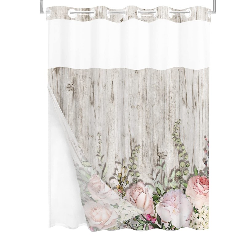 Tititex No Hooks Snap in Liner Pink Roses with Rustic