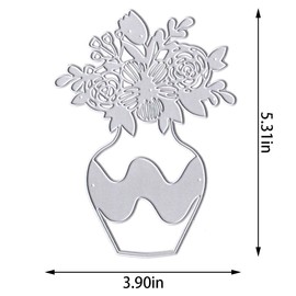 Flowers Vase Metal Cutting Dies for Card Making, Flower Pot Background Die Cuts Carbon Steel Embossing Stencil Template Cutting Tools for DIY Scrapbooking Paper Card Photo Album Craft Supplies