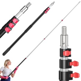 12FT Extendable Pole – Telescoping Extension Pole with 3/4" Threaded Tip – Fits Brushes Nets Rollers – Extends from 3.8FT to 12FT – for Pool, Window, Roof Cleaning