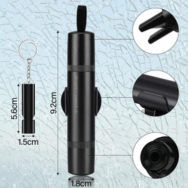 Zikenis Pack of 2 Car Safety Hammer, Multifunctional Seat Belt Cutter, Emergency Hammer, 2-in-1 Seat Belt Cutter, Emergency Hammer, Glass Breaker Car Essentials, Emergency Hammer for Car, Bus (Black +