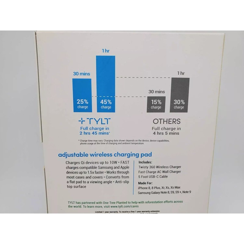 Tylt Twisty 360 Adjustable Wireless Chargering Pad Fastest Wireless Charger