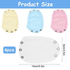 Aolso Baby Vest BodySuit Extender, 4pcs Baby Bodysuit Extender, Maximize Baby Clothes Lifespan, White/Yellow/Pink/Blue