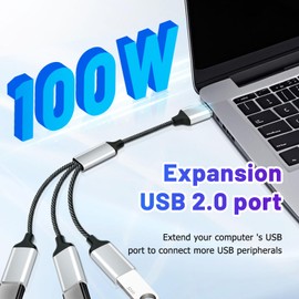 Wowfast USB Splitter 1 to 3, USB Splitter with Reverse Charging, Charging, Data Transfer, OTG Function for MacBook/Laptop/LED etc