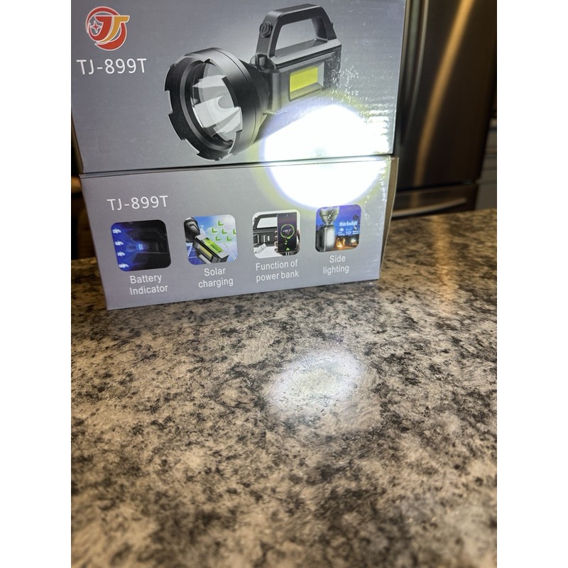 Searchlight TJ-899T Rechargeable Flashlight Spot LED Waterproof Lamp Solar USB