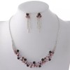 neXxtten Silver Tone Metal Rhinestone Necklace Earring Set S13113-SLAME