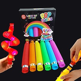 Tubos Pop de Luz LED Juguetes Sensoriales Palos Luminosos, Paquete de 12 Tubos LED Antiestrés, Tubos Luminosos Suministros para Fiestas Que Brillan en la Oscuridad
