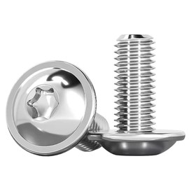 Drenky Flat Head Screws with Flange Pack of 10, M8 x 20 mm Screws Torx ISO 7380-2 Rustproof Stainless Steel A2 V2A Rounded Head Screws Flange Screws Machine Screws Full Thread